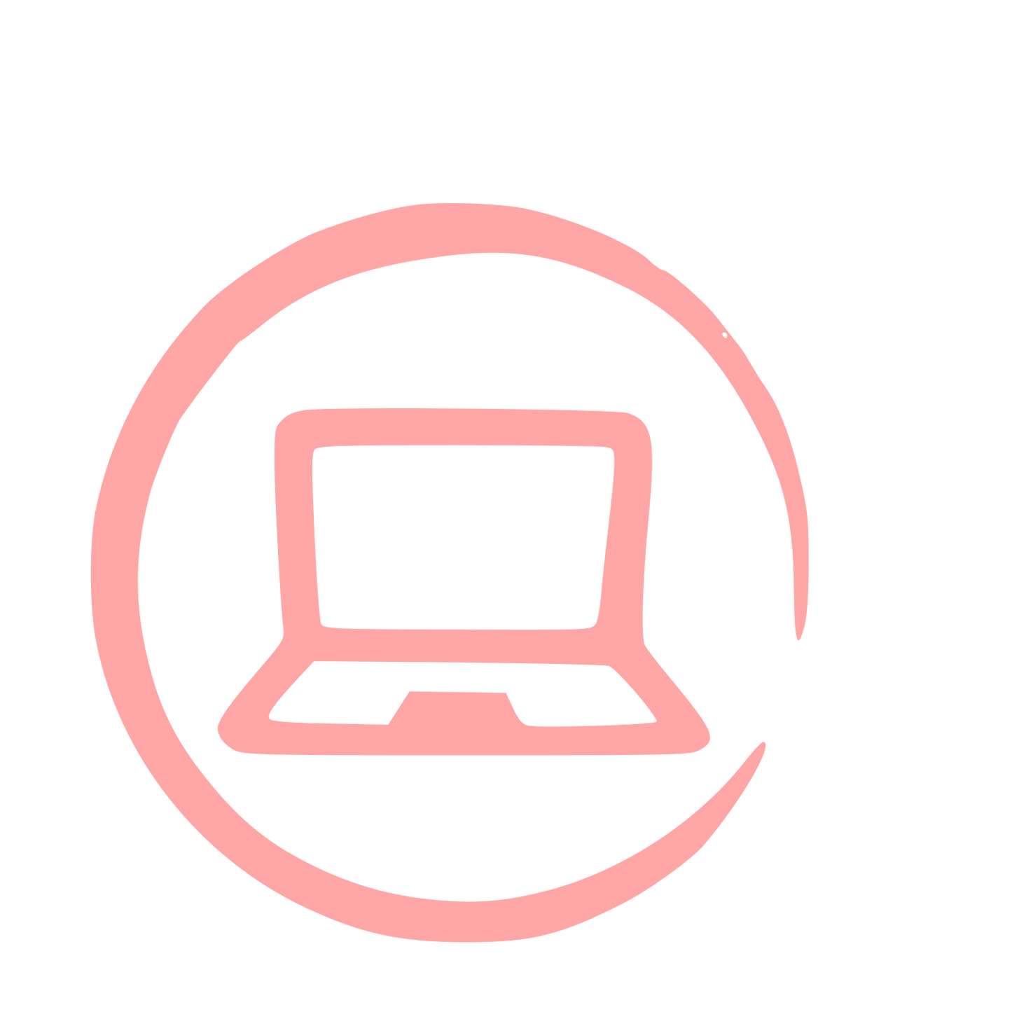 Hand-Drawn Laptop Circle Logo #ffa6a6