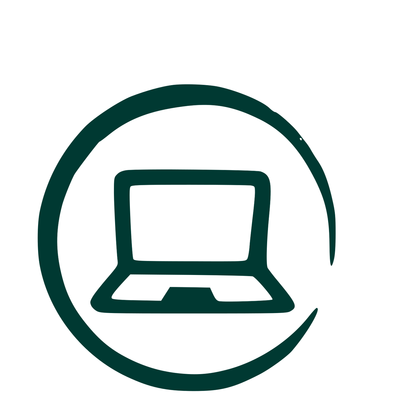 Hand-Drawn Laptop Circle Logo #003932
