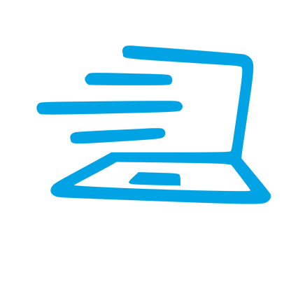Fast Laptop Hand-Drawn Logo #00a3e4