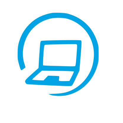 Hand-Drawn Laptop Circle Logo #00a3e4