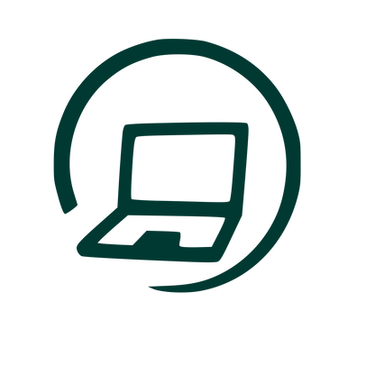 Hand-Drawn Laptop Circle Logo #003932