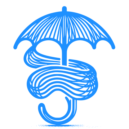 Umbrella and Lines Logo #1E90FF