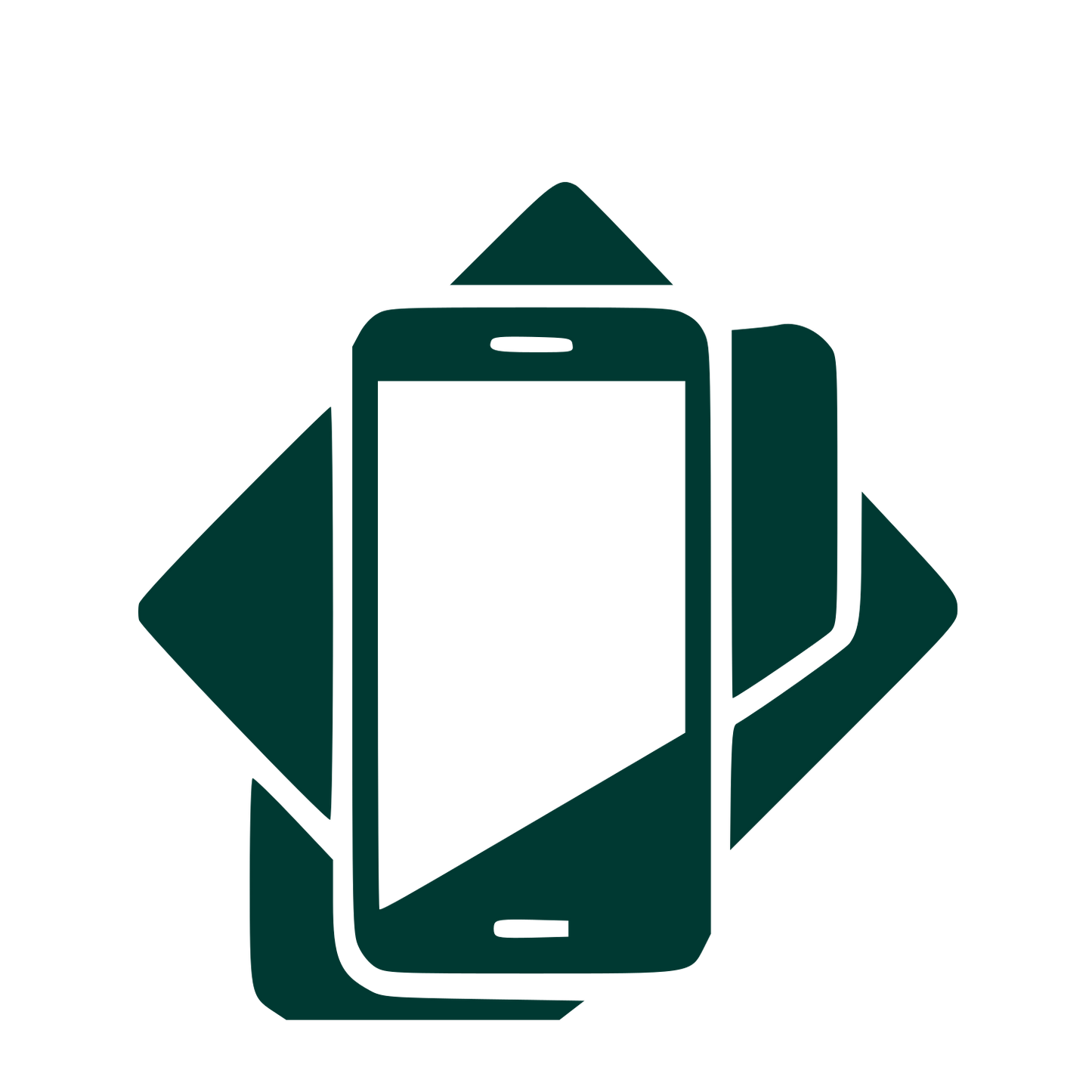 Layered Smartphone Overlap Logo #003932