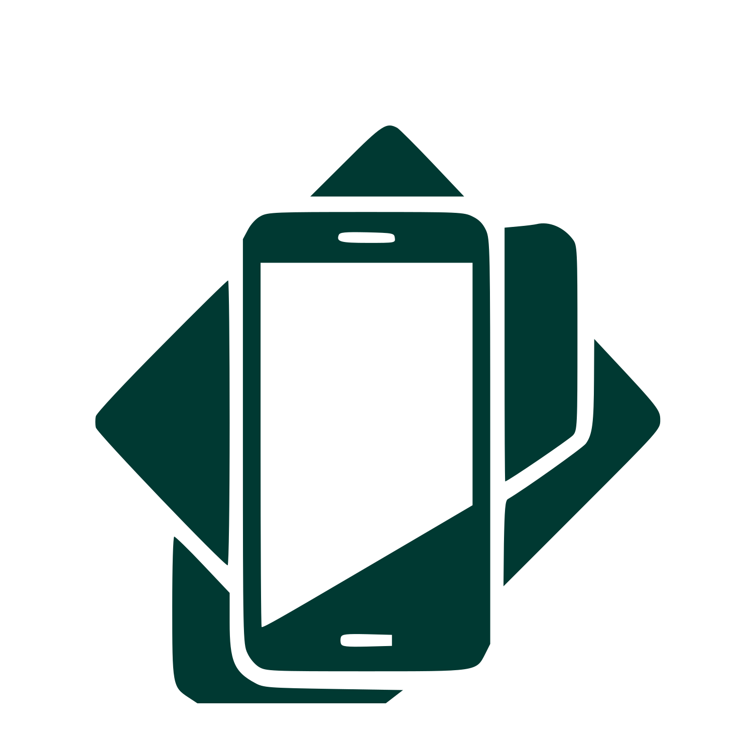 Layered Smartphone Overlap Logo #003932