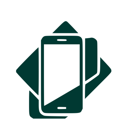 Layered Smartphone Overlap Logo #003932