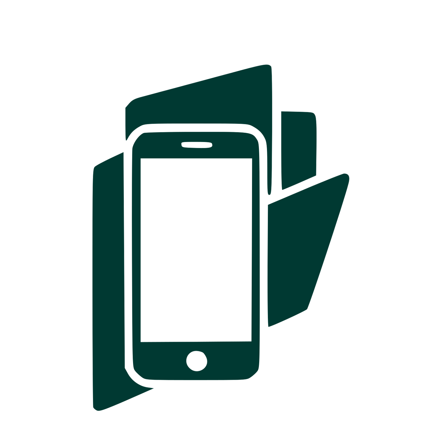 Layered Overlap Smartphone Logo #003932