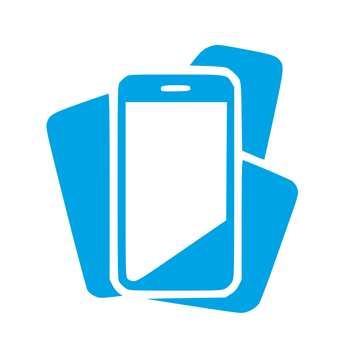 Stacked Phones Overlap Logo #00a3e4