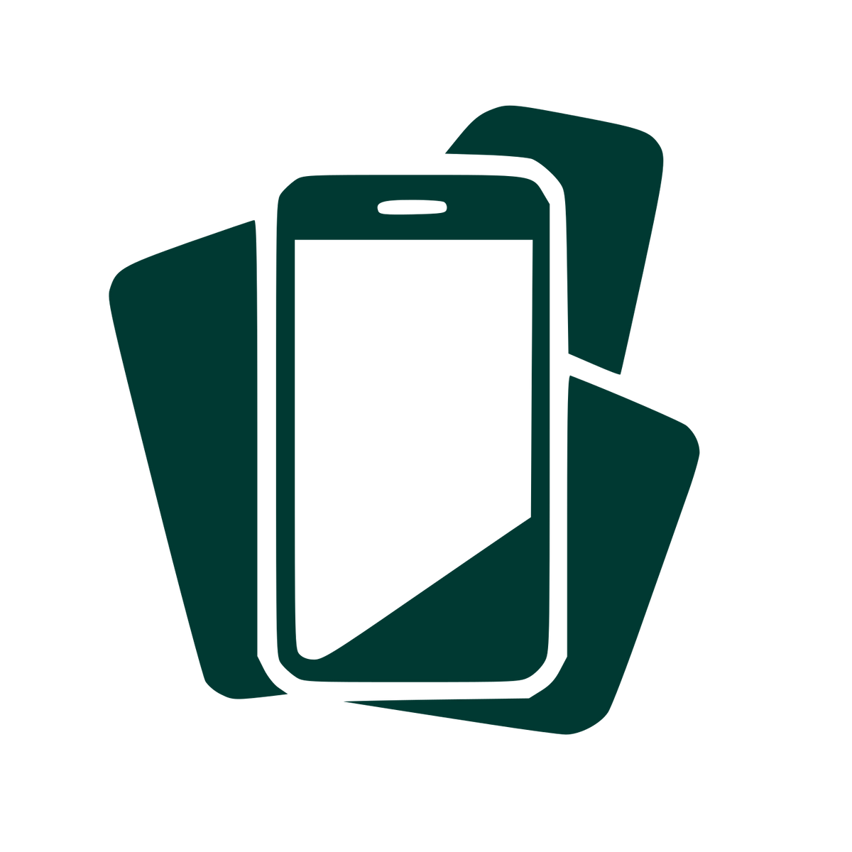 Stacked Phones Overlap Logo #003932