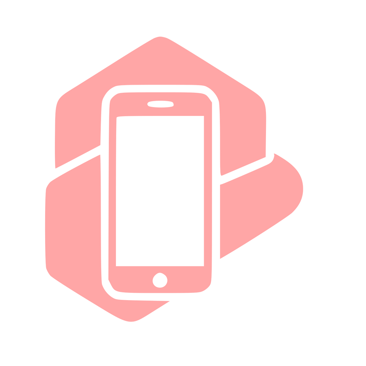 Smartphone Hexagon Overlap Logo #ffa6a6