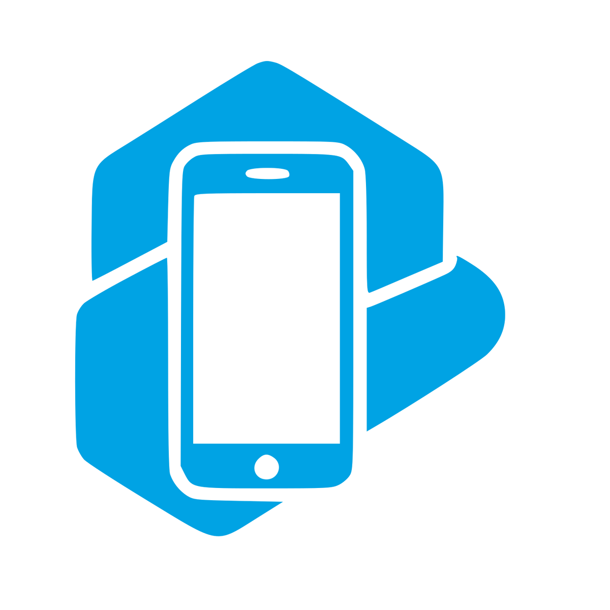 Smartphone Hexagon Overlap Logo #00a3e4
