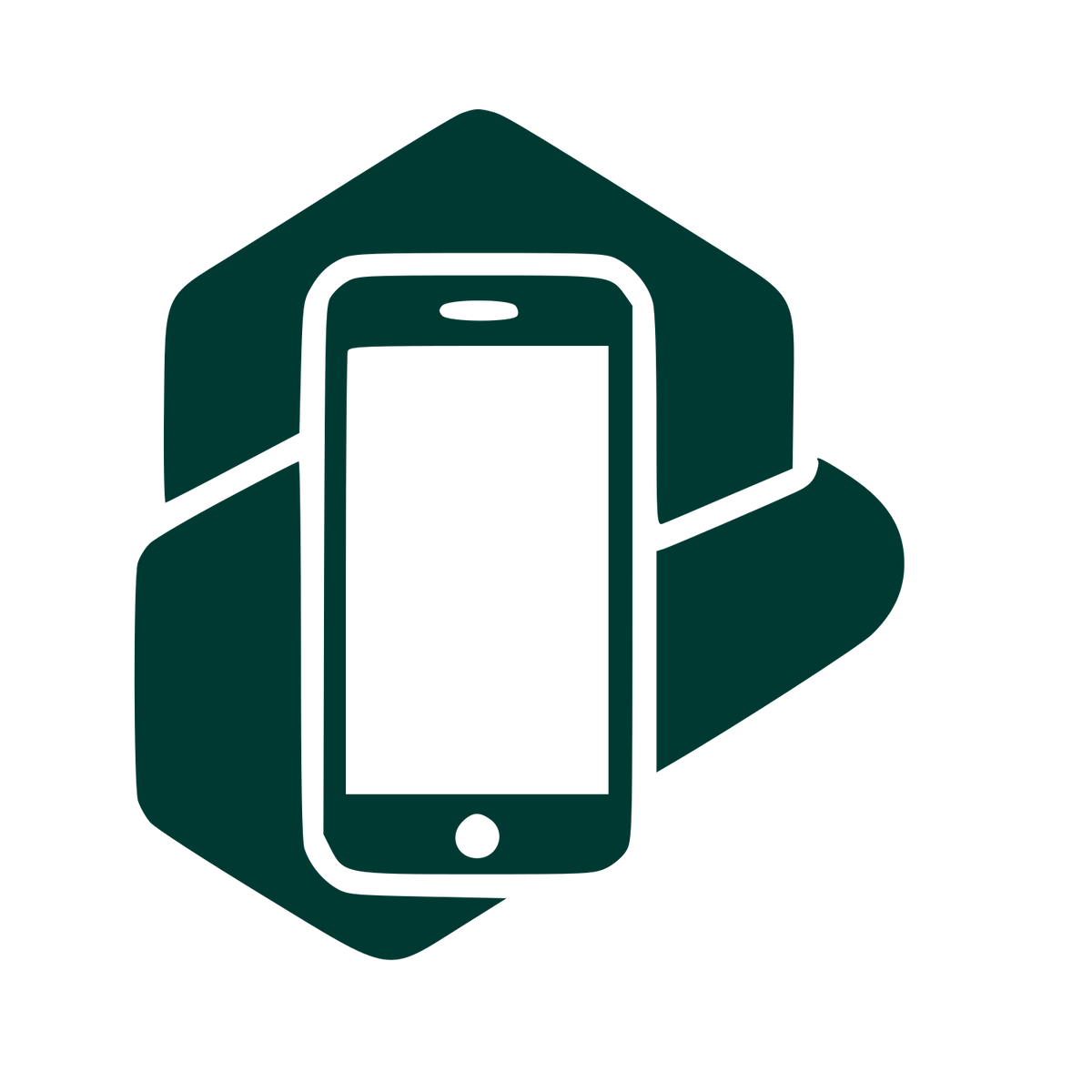 Smartphone Hexagon Overlap Logo #003932
