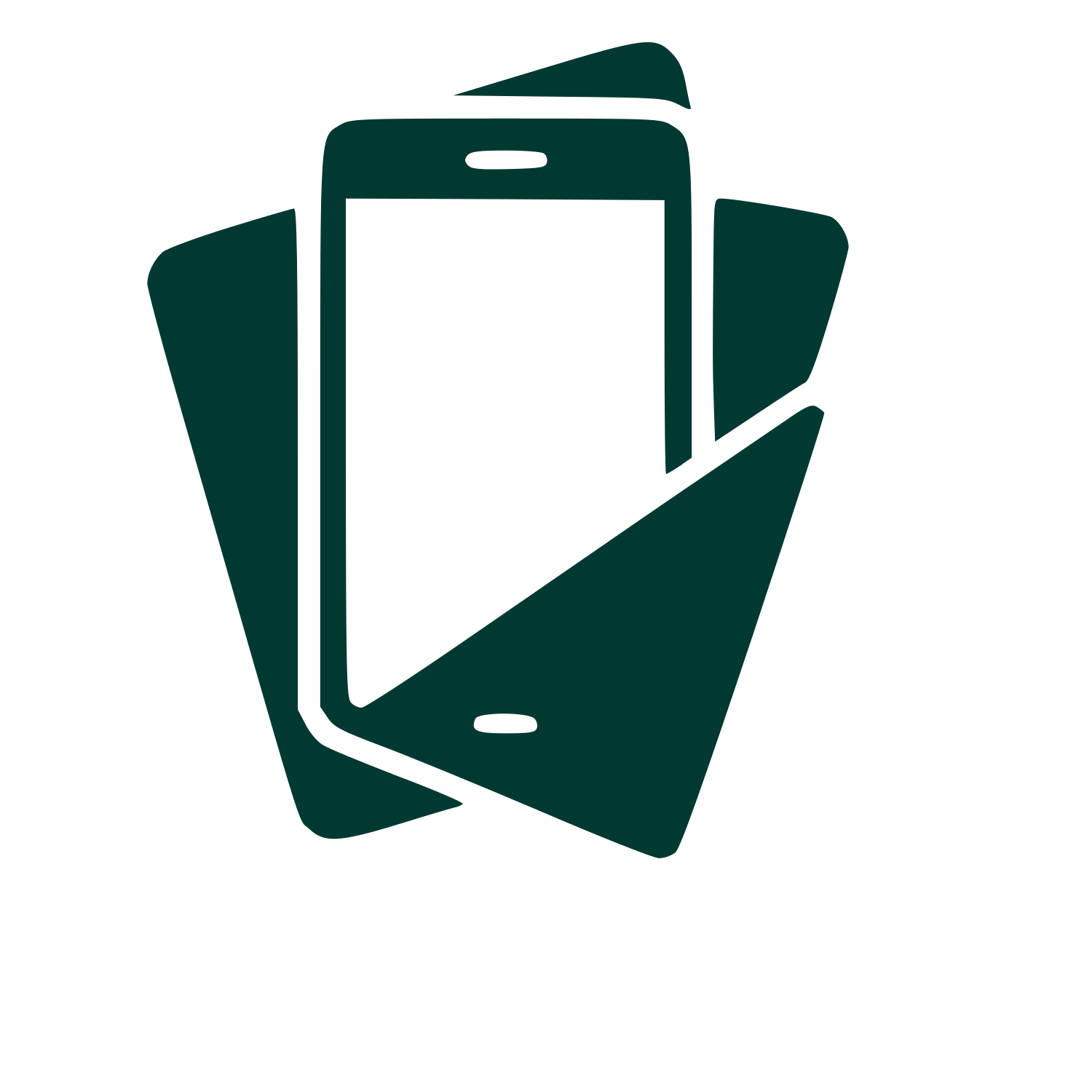 Layered Smartphones Stack Logo #003932