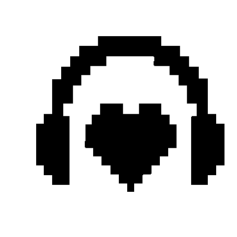 Pixel Headphones Heart Logo
