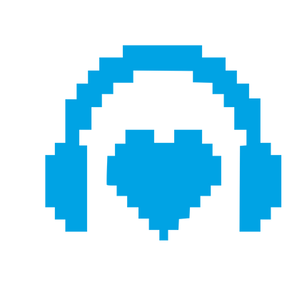 Pixel Headphones Heart Logo #00a3e4