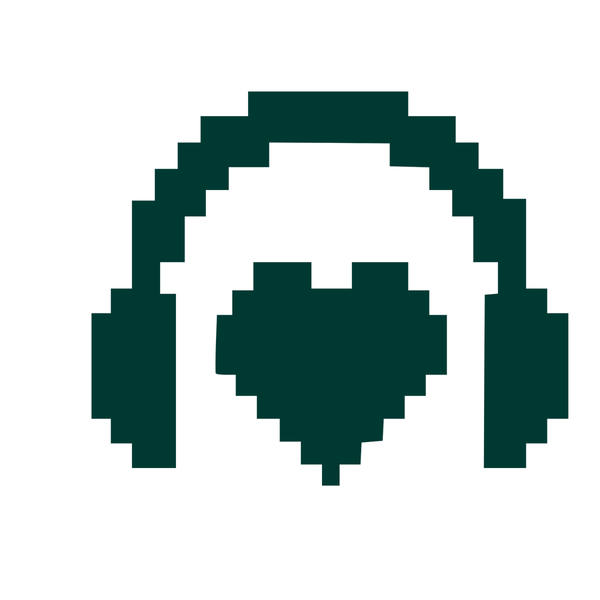 Pixel Headphones Heart Logo #003932