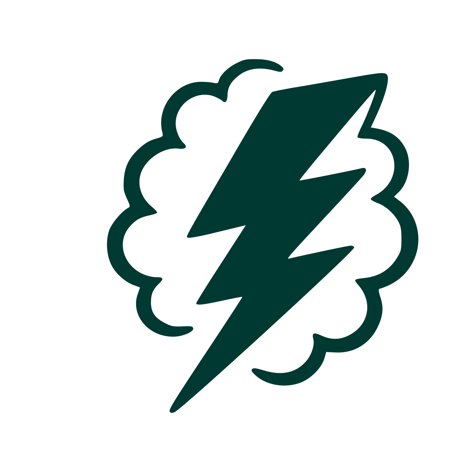 Lightning Bolt Cloud Logo #003932