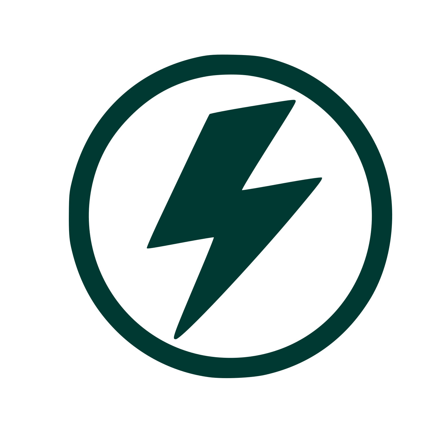 Lightning Bolt Circle Logo #003932