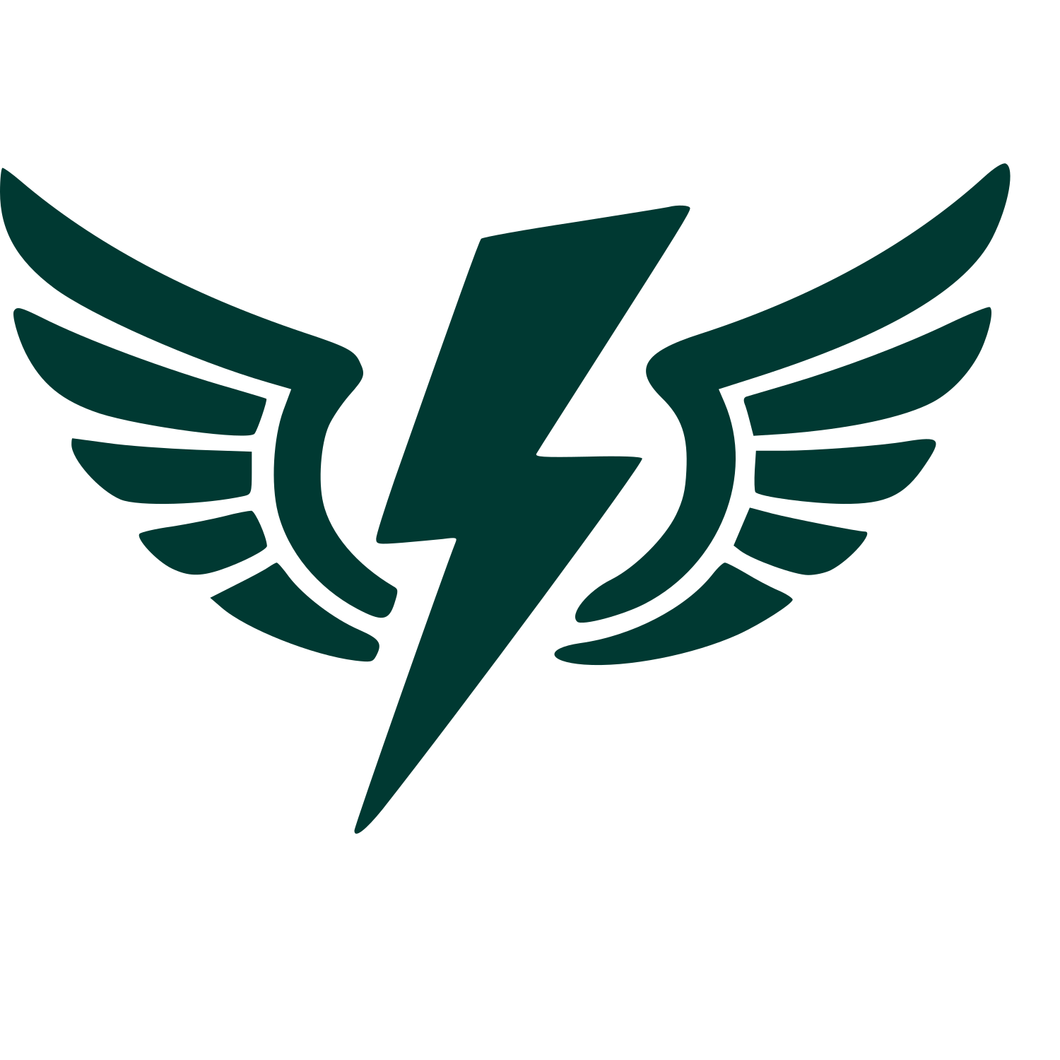 Lightning Bolt Wings Logo #003932