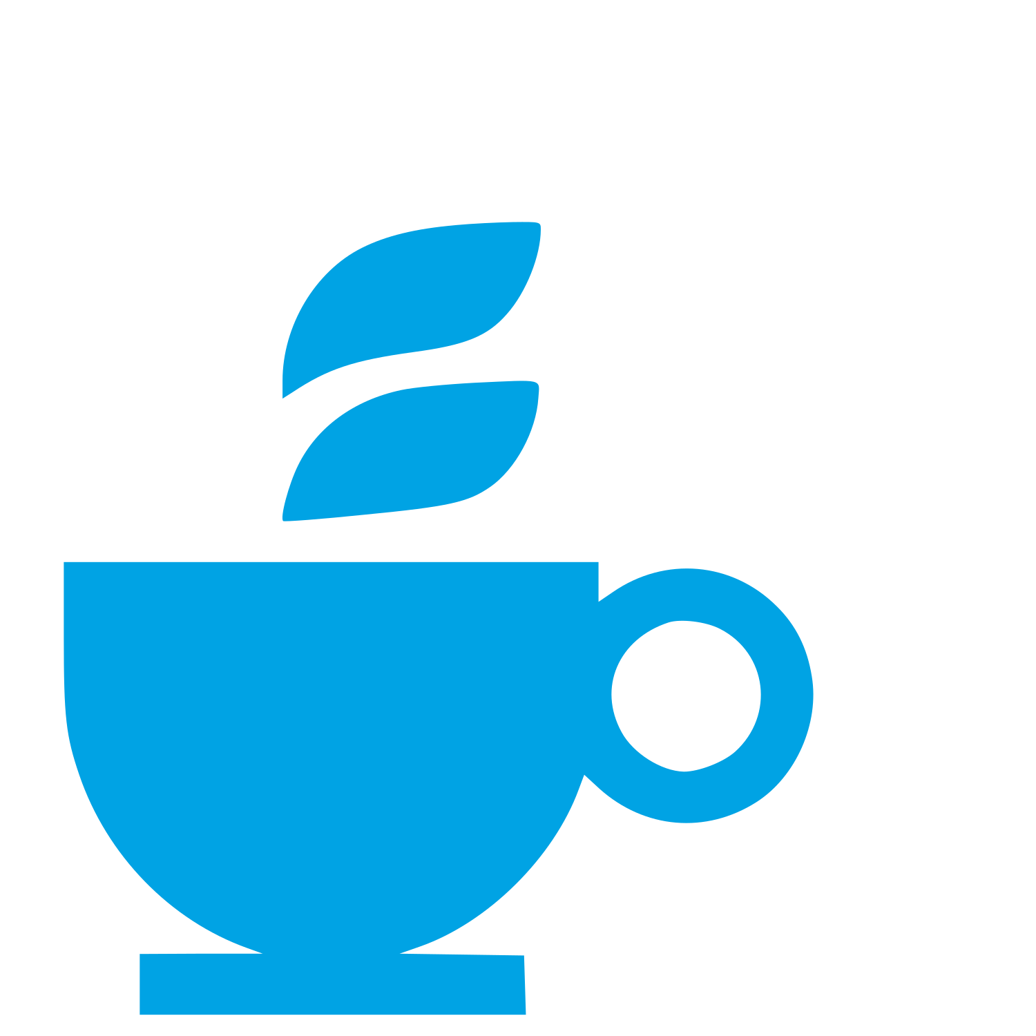 Tea Cup Steam Leaf Logo #00a3e4
