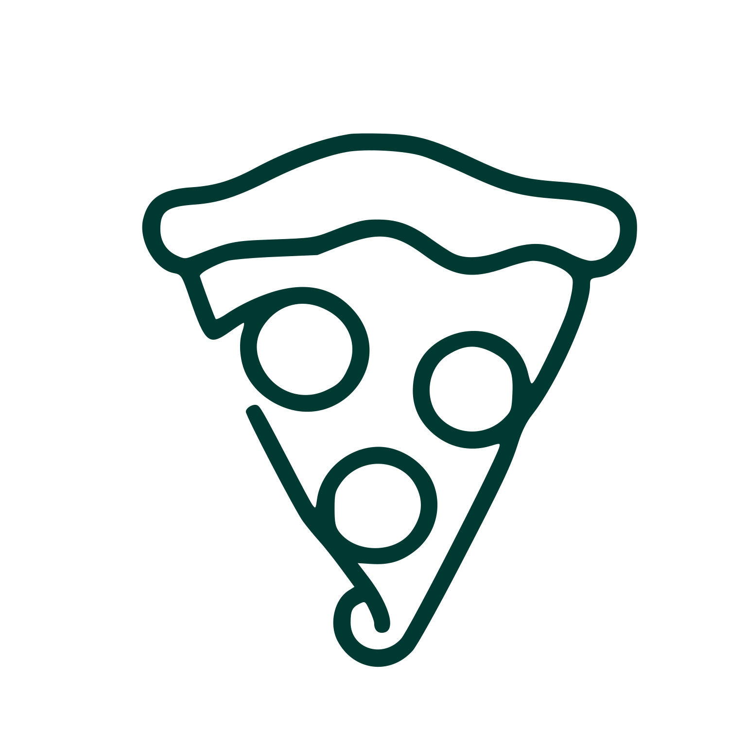 Monoline Pizza Slice Logo #003932