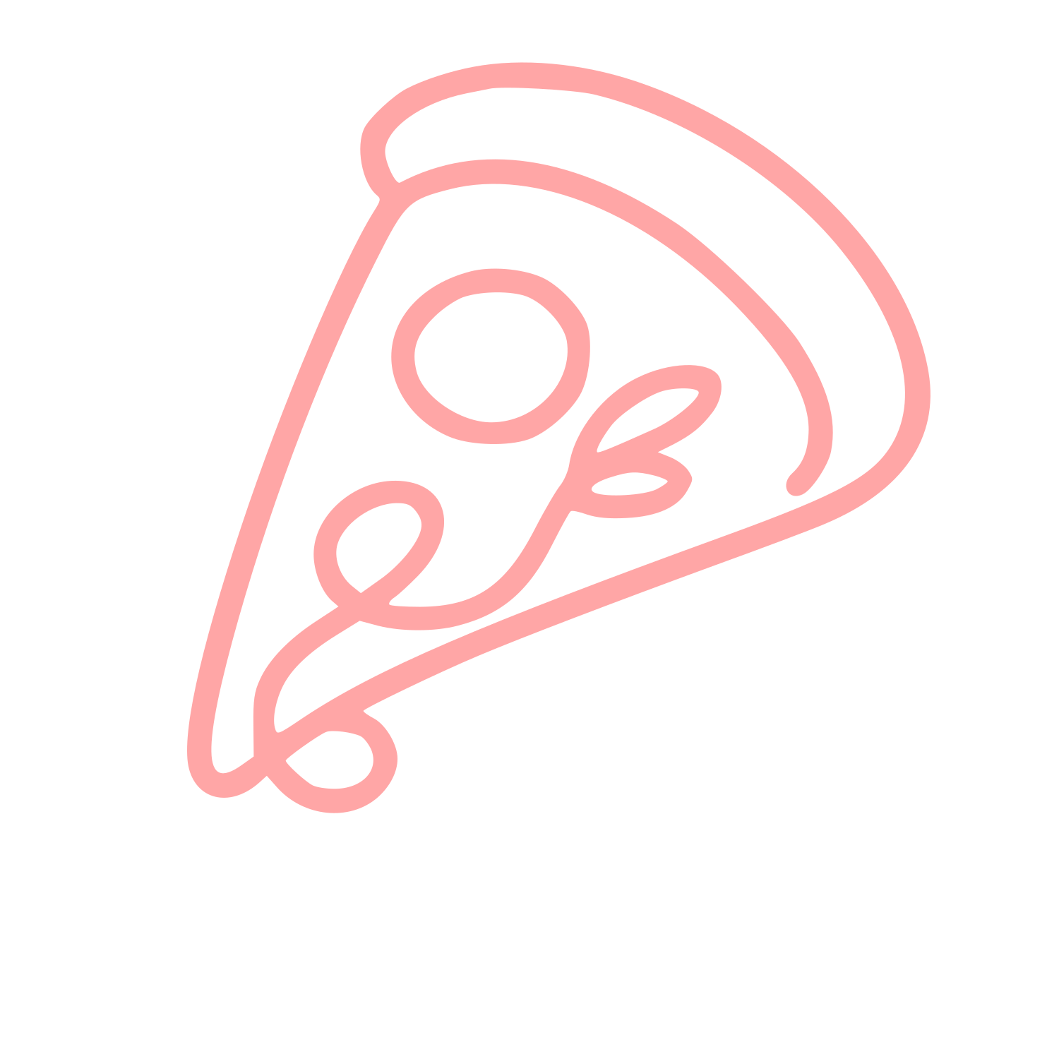 Monoline Pizza Slice Logo #ffa6a6