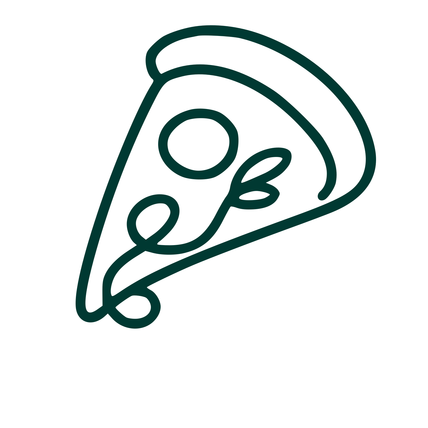 Monoline Pizza Slice Logo #003932