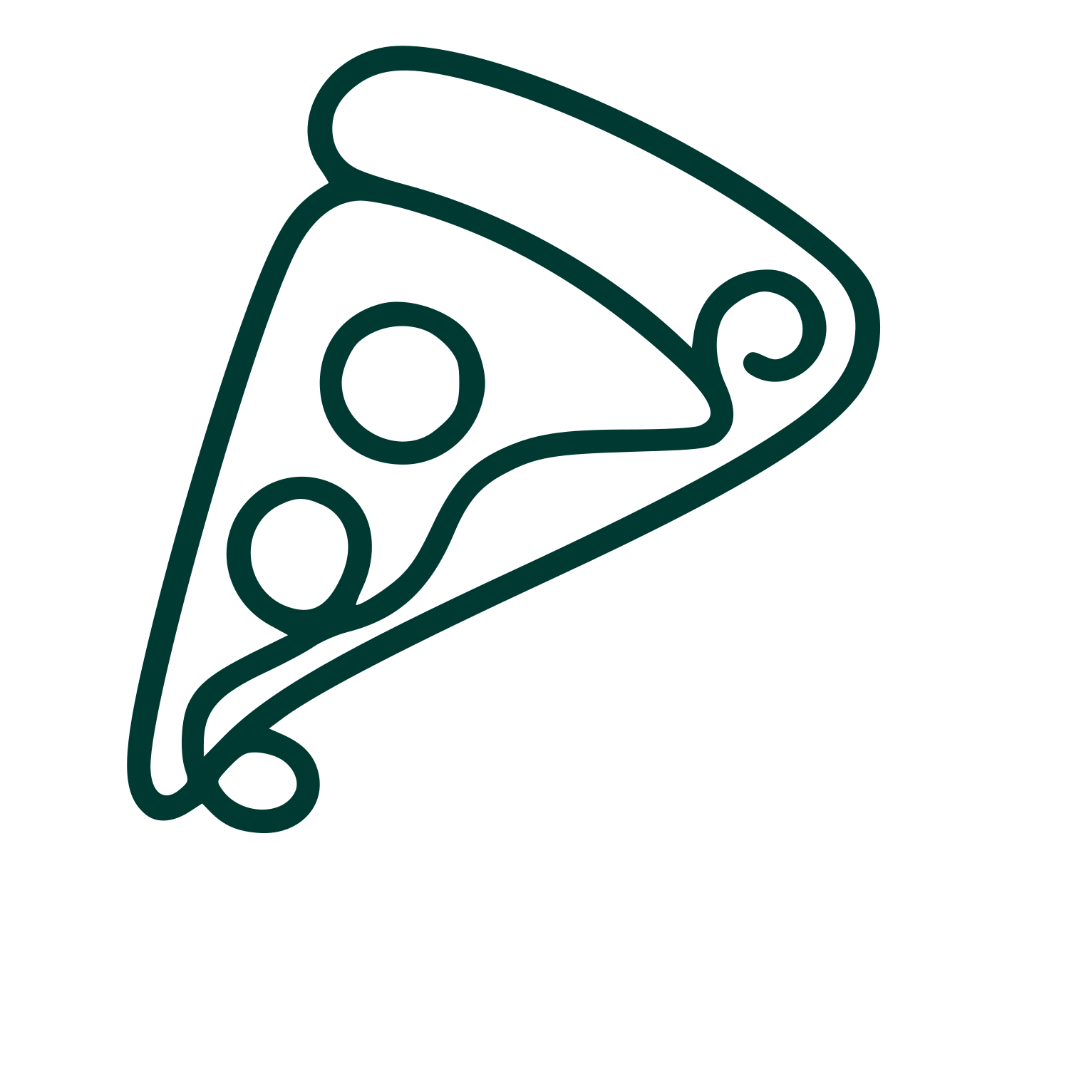 Monoline Pizza Slice Logo #003932