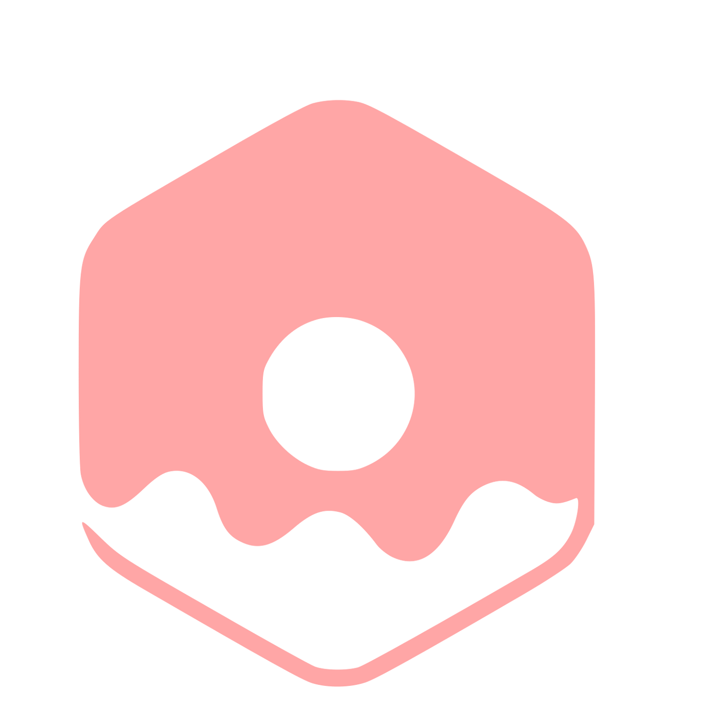 Hexagon Donut Negative Space Logo #ffa6a6