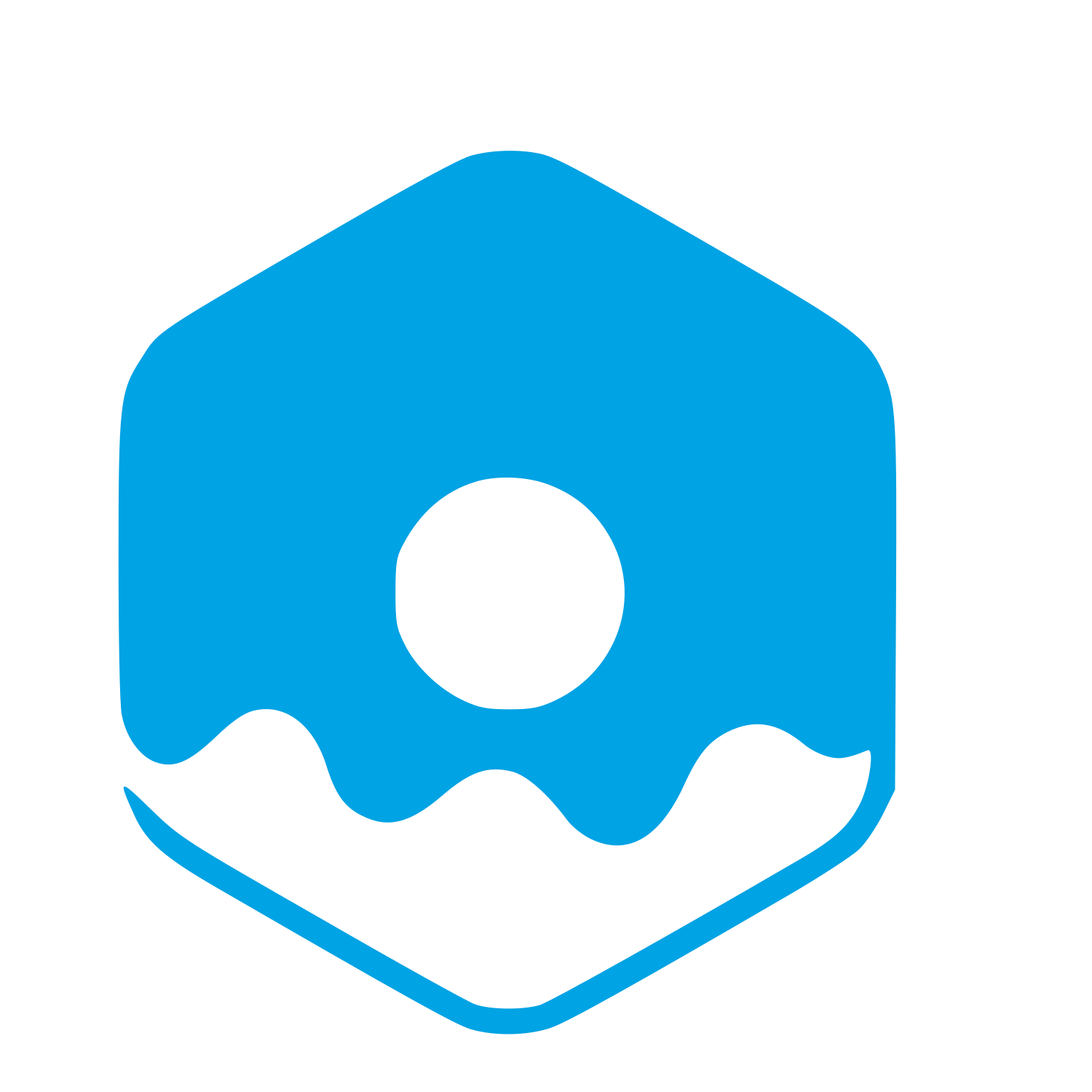Hexagon Donut Negative Space Logo #00a3e4