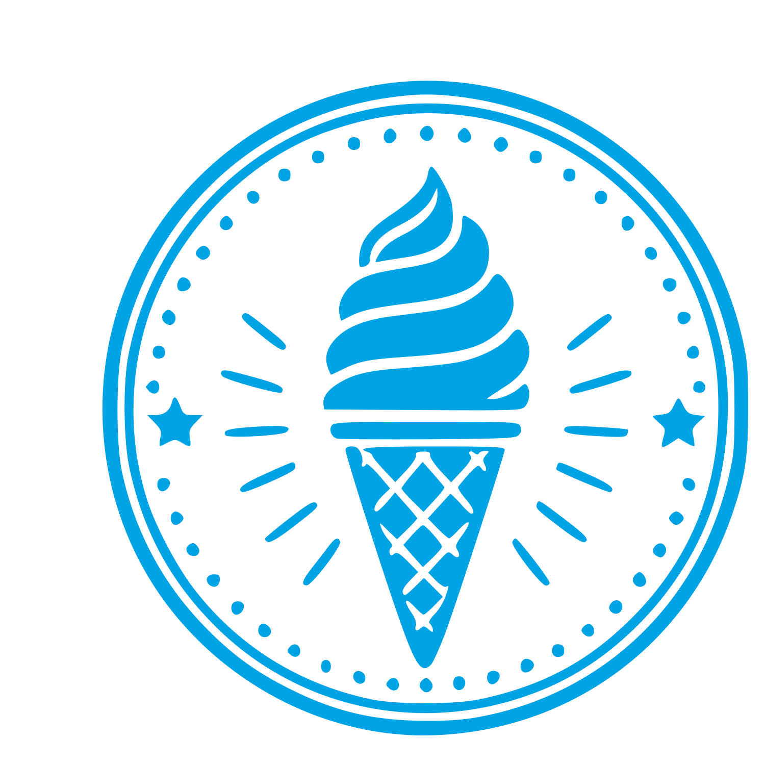Ice Cream Cone Stamp Badge Logo #00a3e4