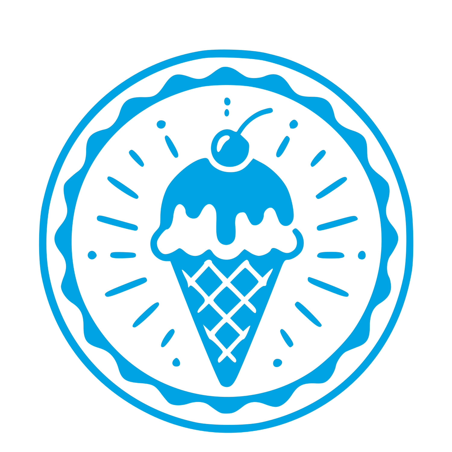 Ice Cream Cone Stamp Badge Logo #00a3e4