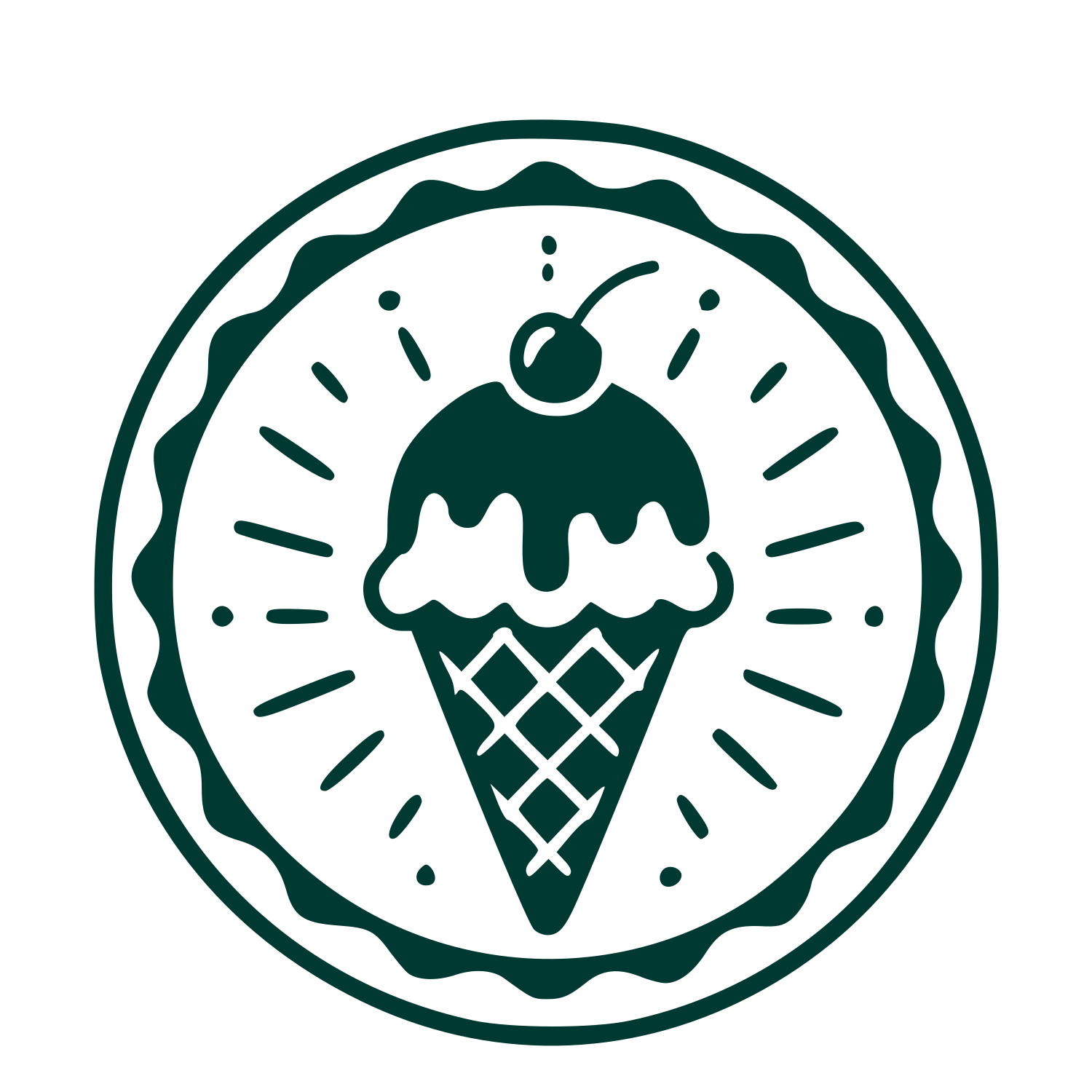Ice Cream Cone Stamp Badge Logo #003932