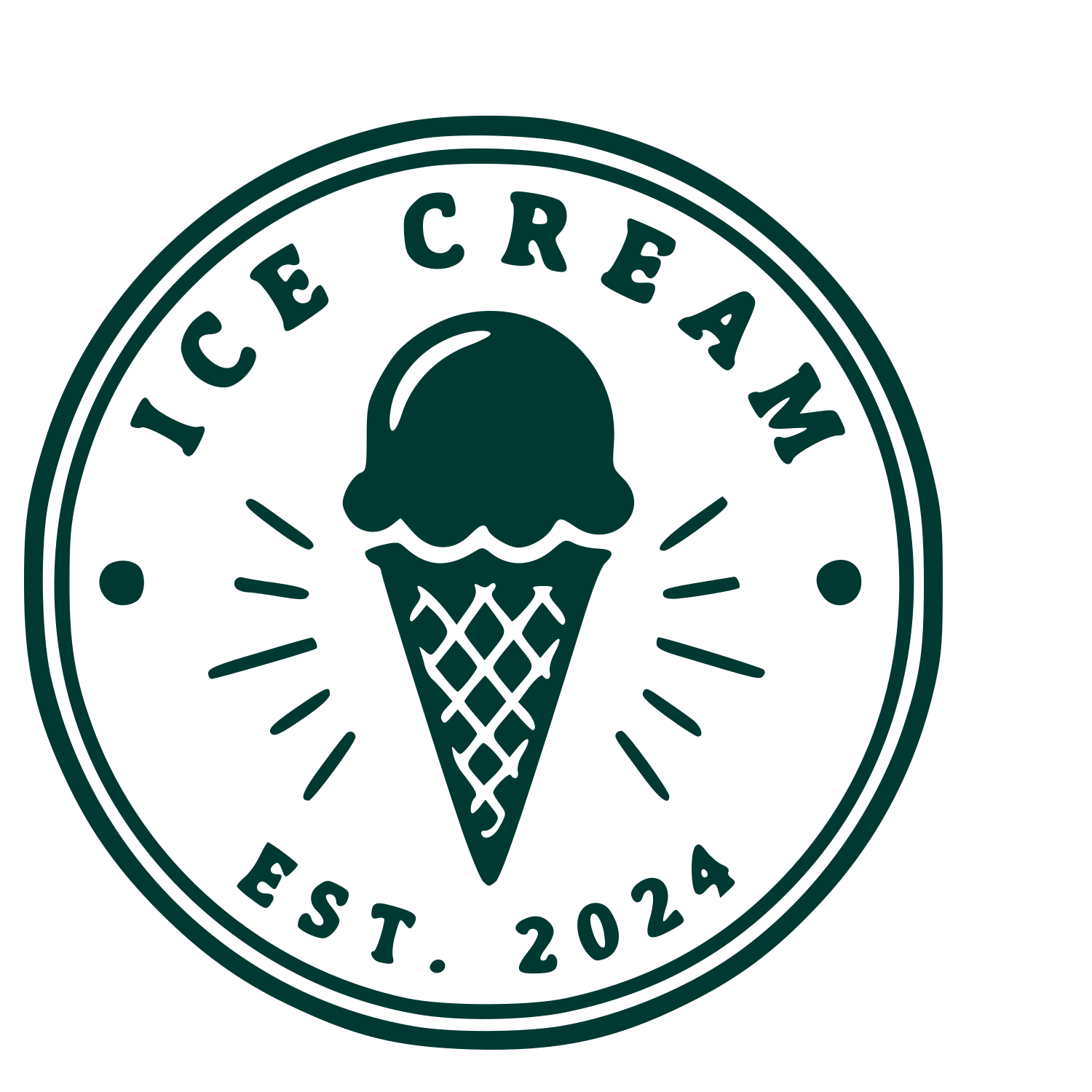 Ice Cream Cone Badge Logo #003932