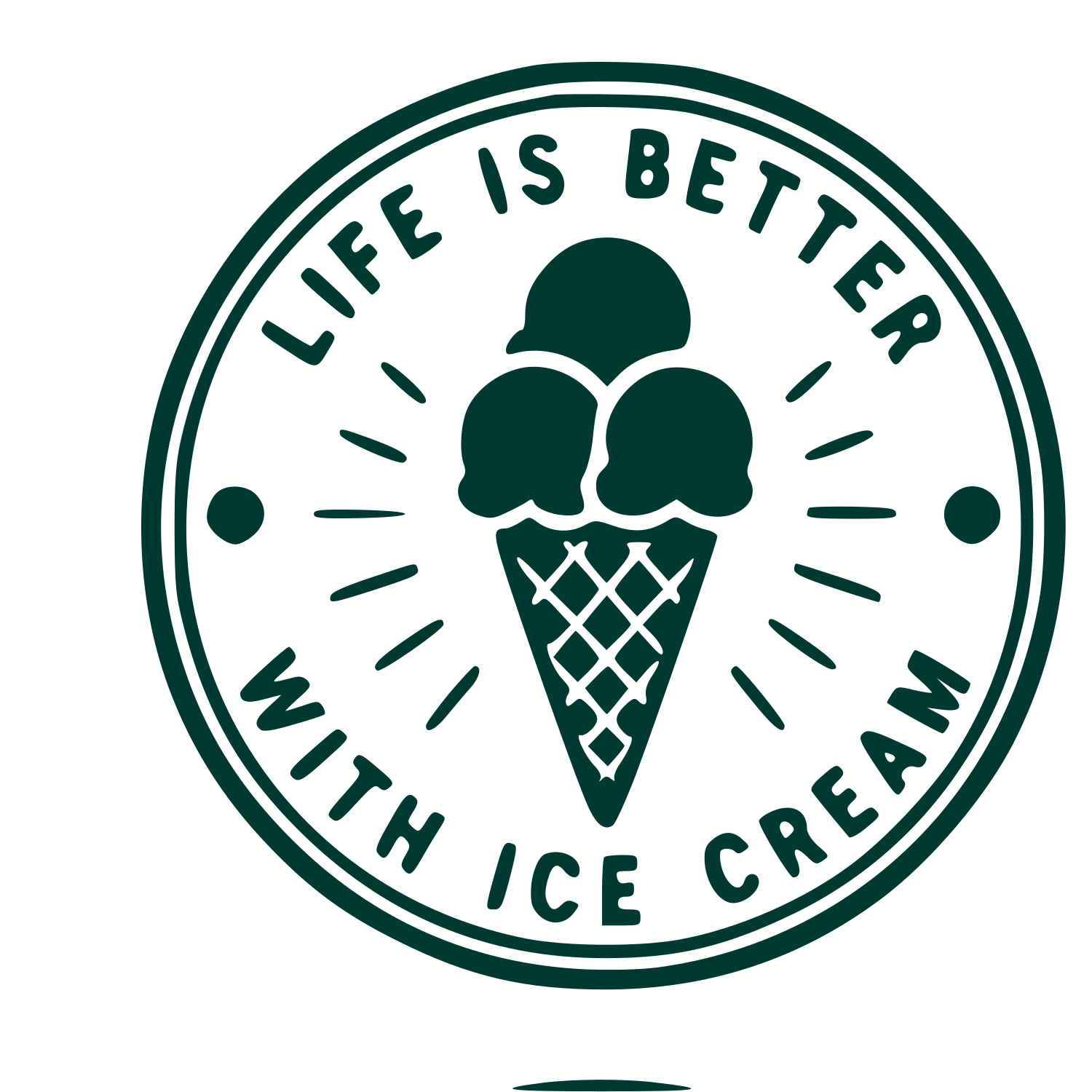 Ice Cream Cone Stamp Badge Logo #003932