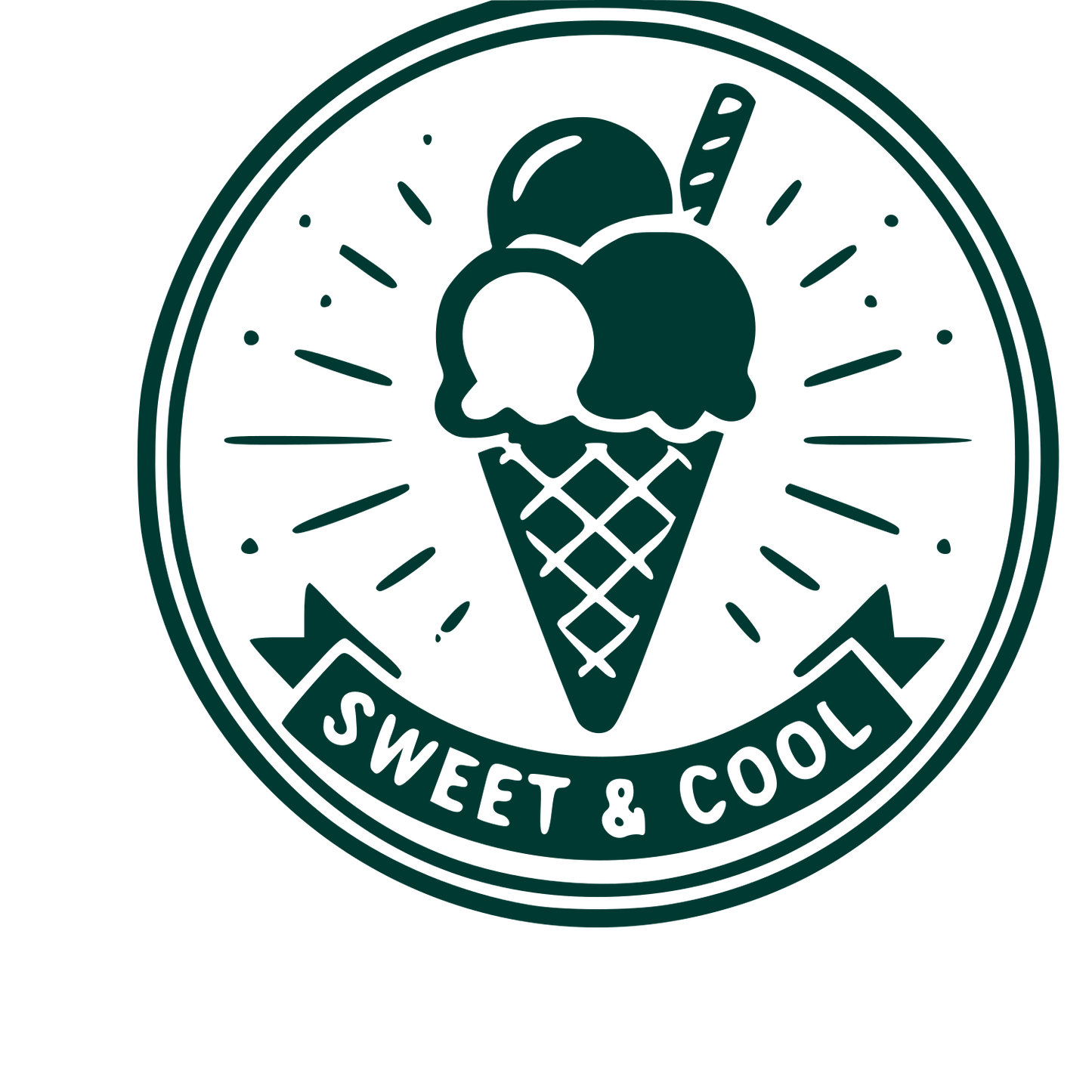 Ice Cream Cone Stamp Badge Logo #003932