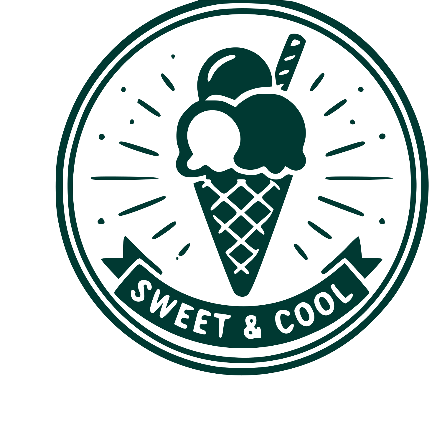 Ice Cream Cone Stamp Badge Logo #003932