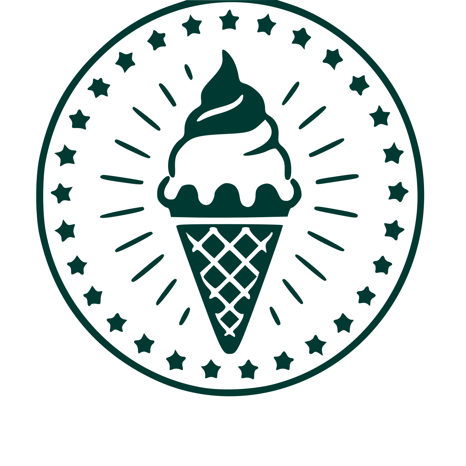 Ice Cream Cone Stamp Badge Logo #003932