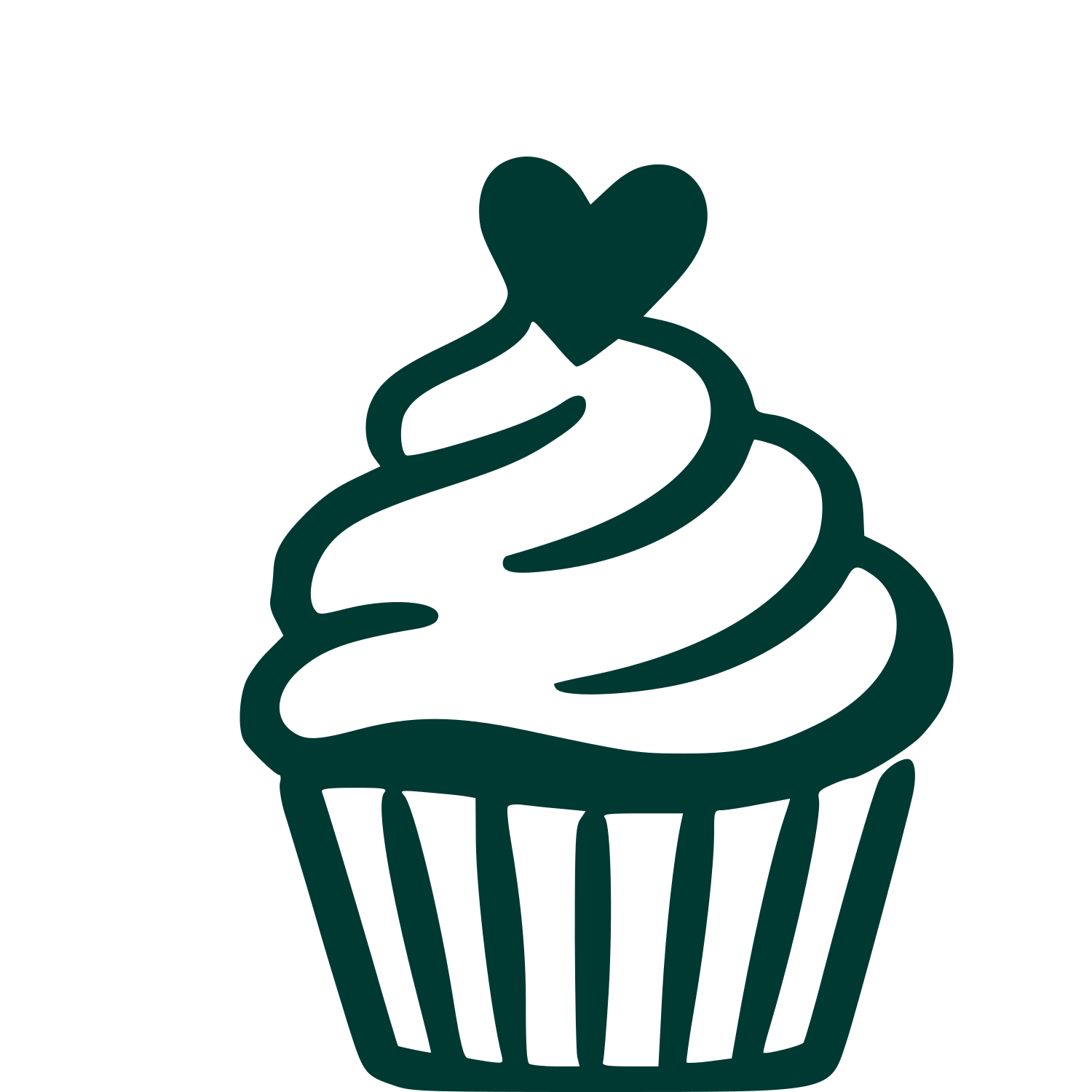 Hand-Drawn Cupcake Heart Logo #003932