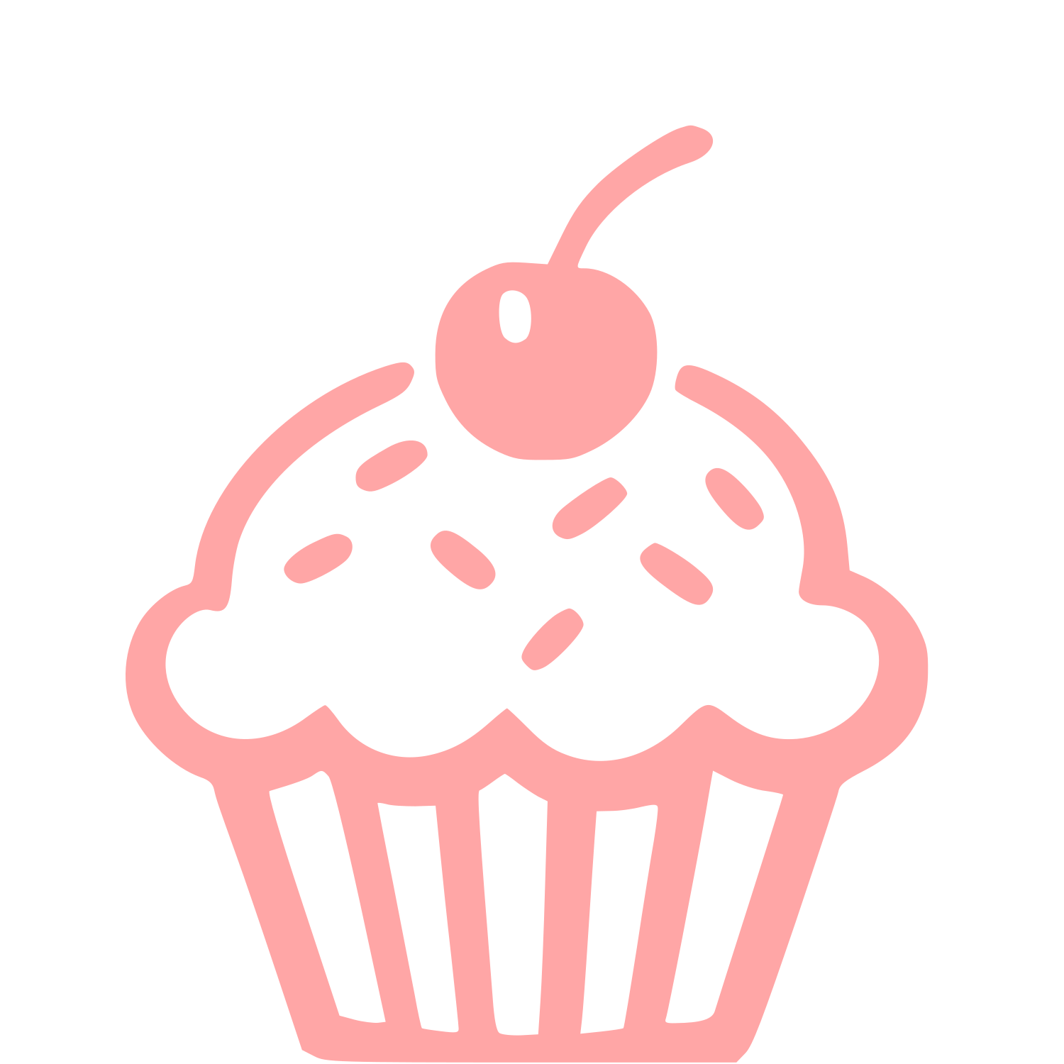 Hand-Drawn Cupcake Cherry Logo #ffa6a6