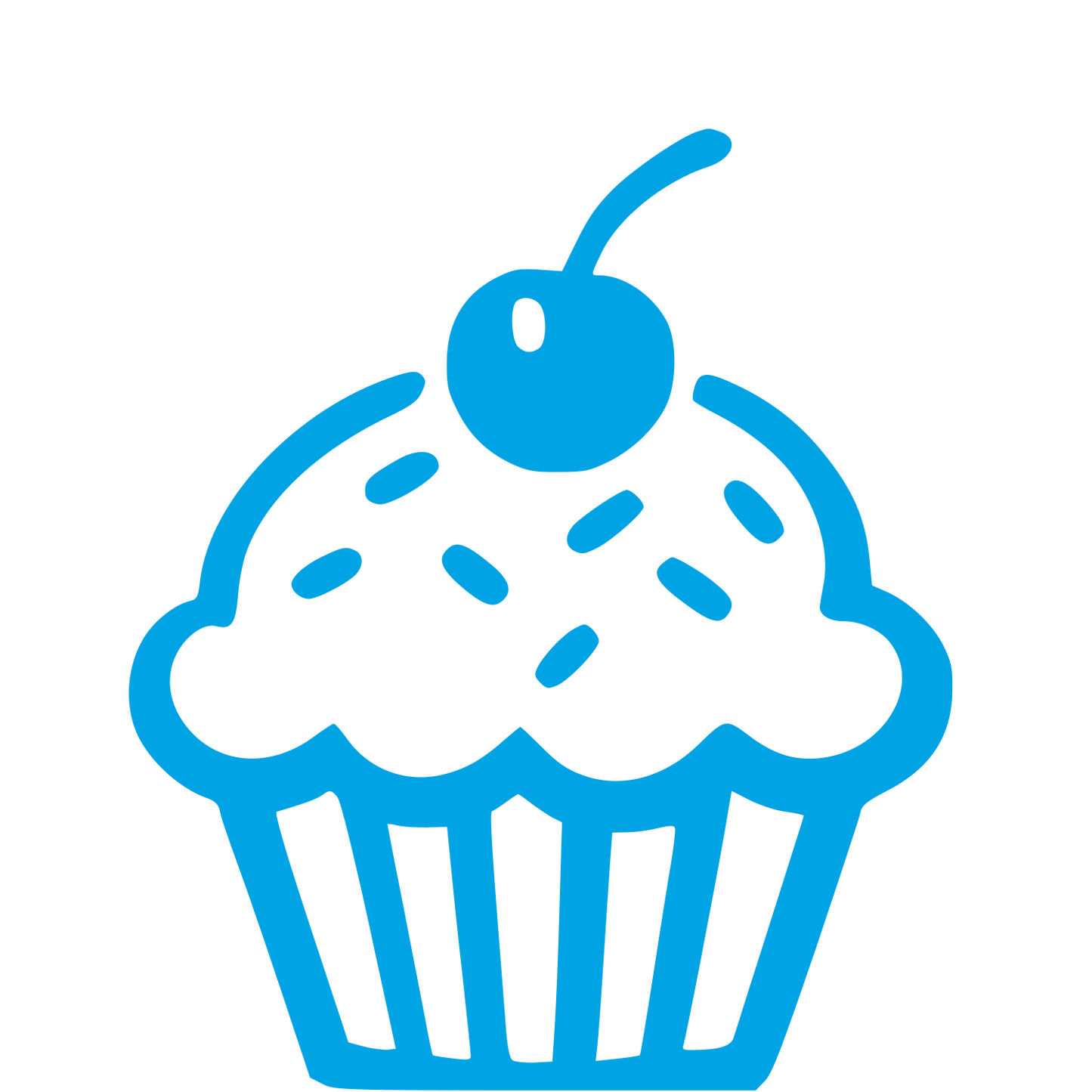 Hand-Drawn Cupcake Cherry Logo #00a3e4