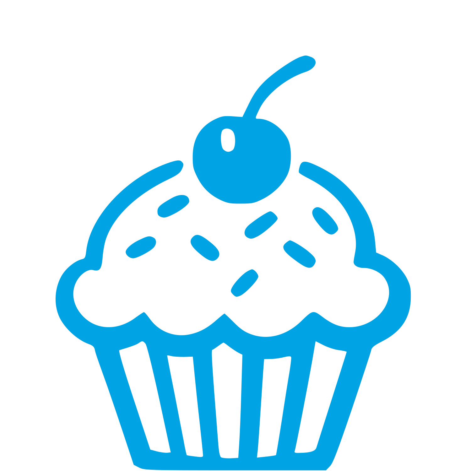 Hand-Drawn Cupcake Cherry Logo #00a3e4