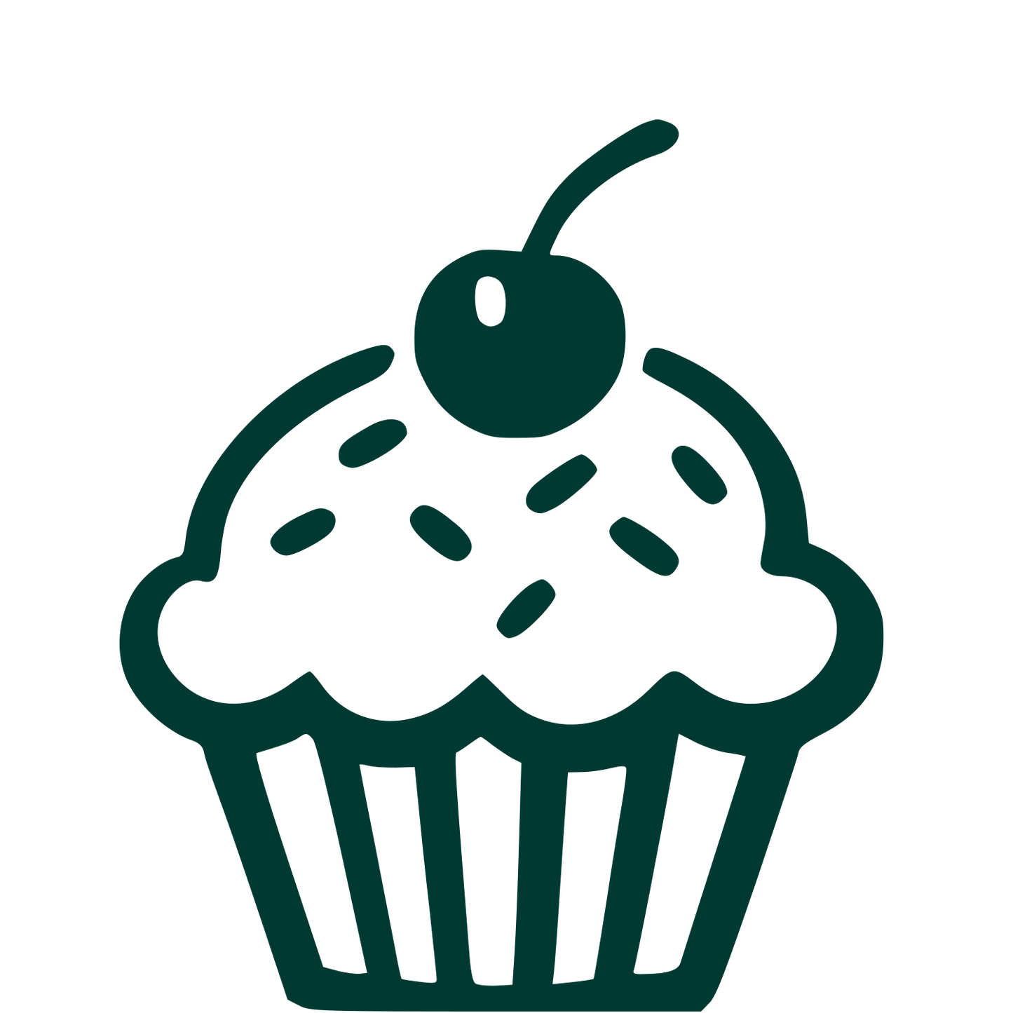 Hand-Drawn Cupcake Cherry Logo #003932