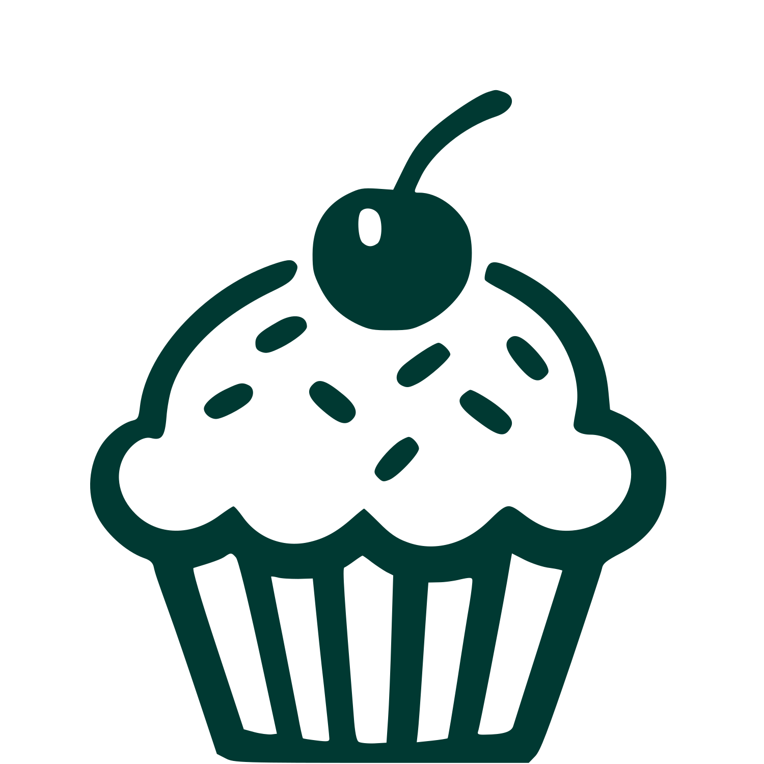 Hand-Drawn Cupcake Cherry Logo #003932