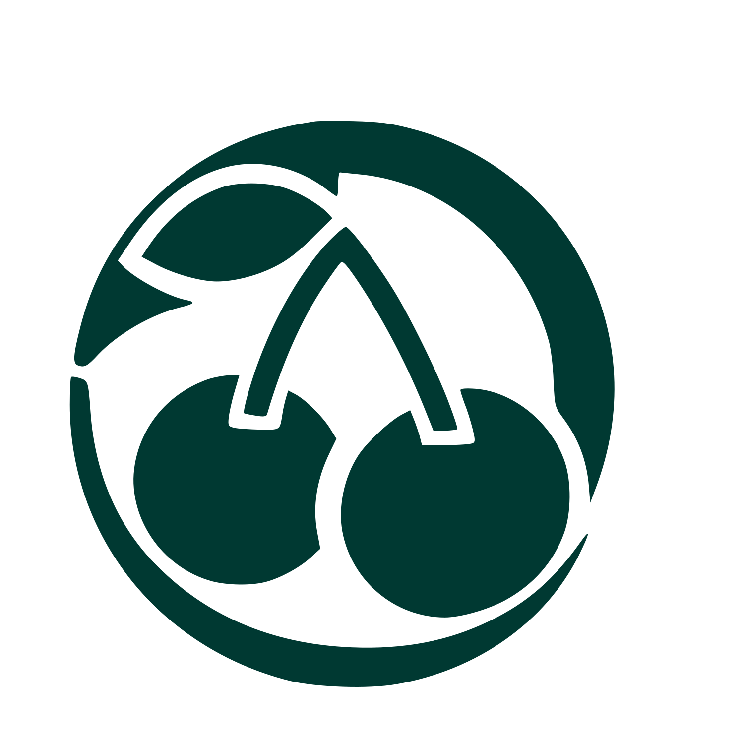 Twin Cherries Circle Logo #003932