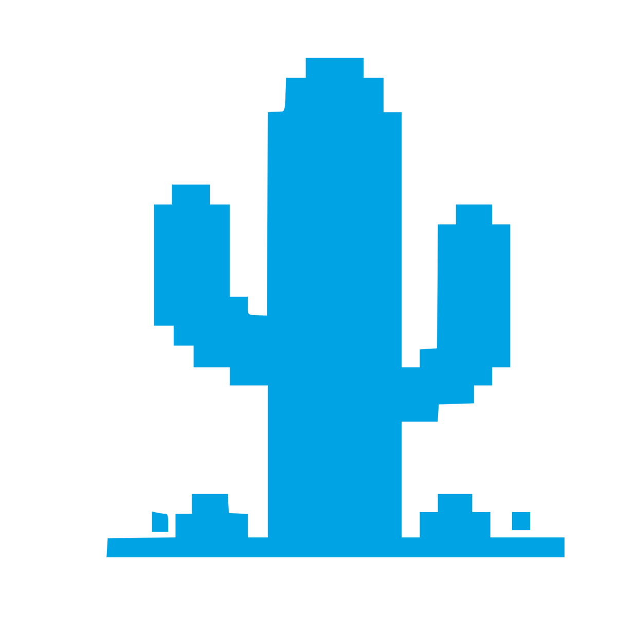 Pixel Cactus Logo #00a3e4