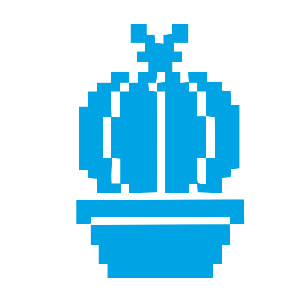 Pixel Cactus Pot Logo #00a3e4