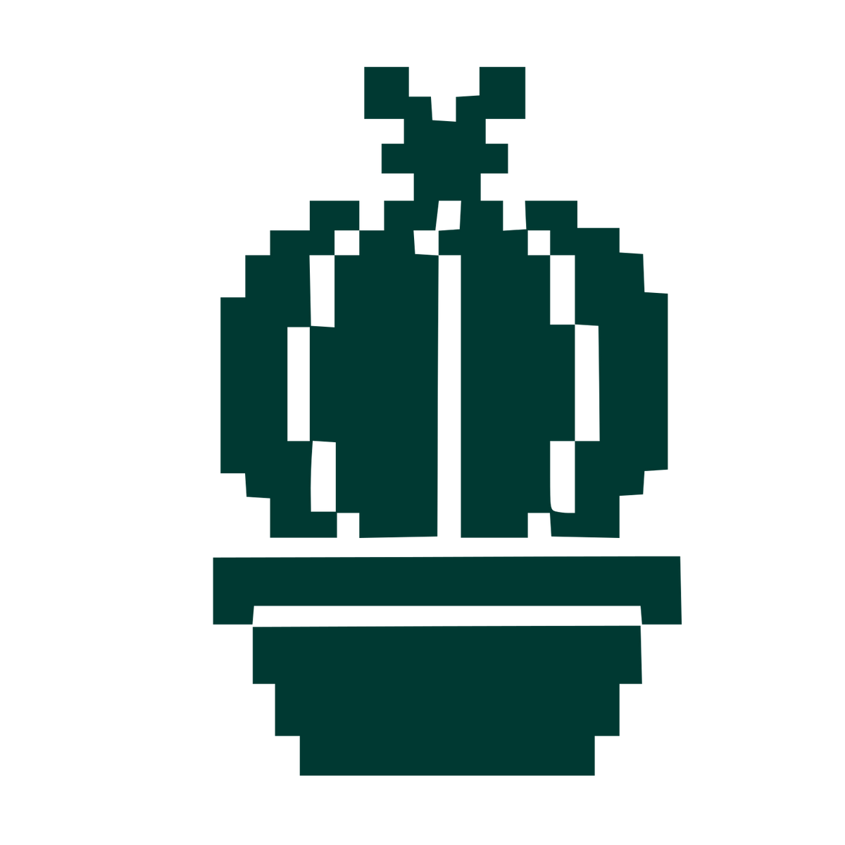 Pixel Cactus Pot Logo #003932