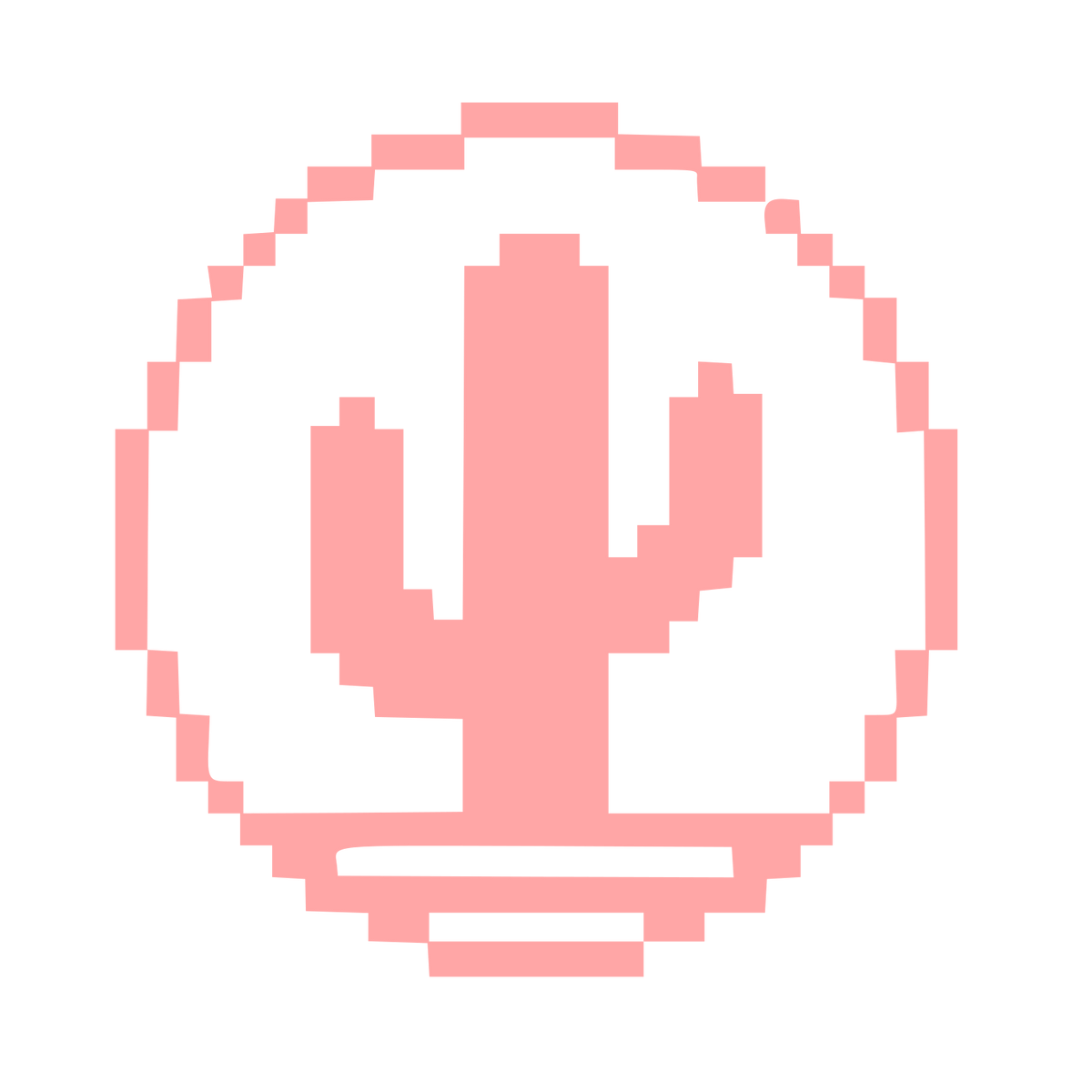 Pixel Cactus Circle Logo #ffa6a6