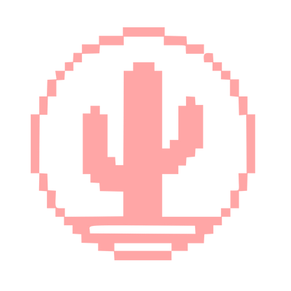 Pixel Cactus Circle Logo #ffa6a6