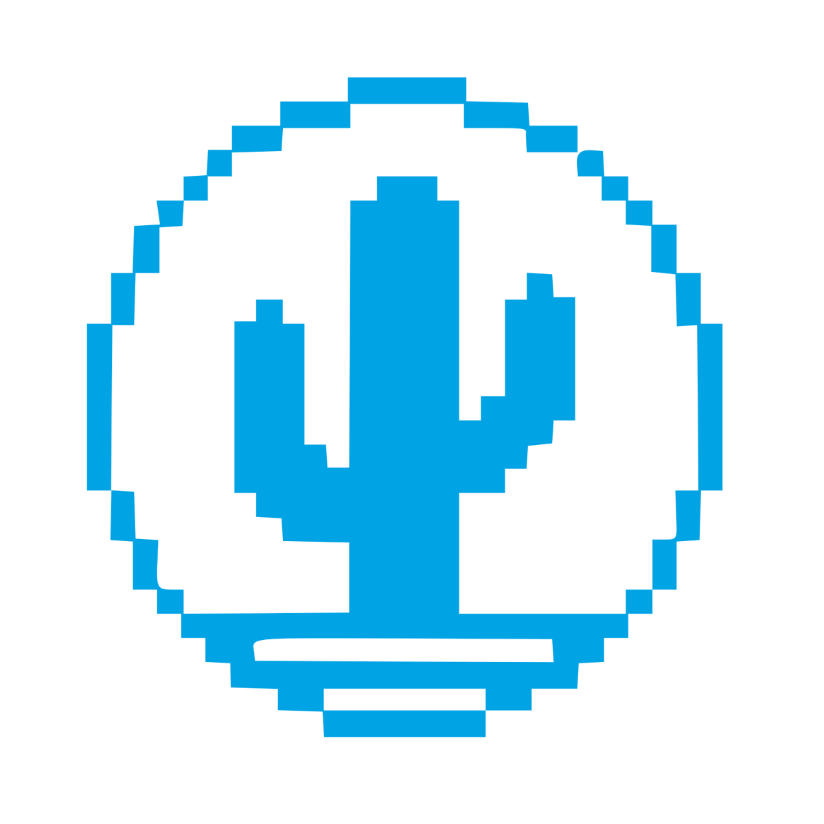 Pixel Cactus Circle Logo #00a3e4